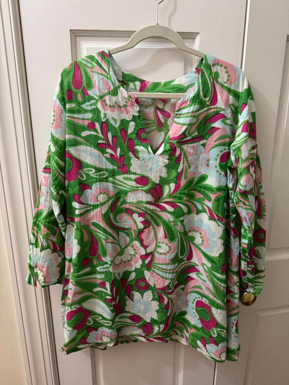 Tunic punk and green geometric pattern XL